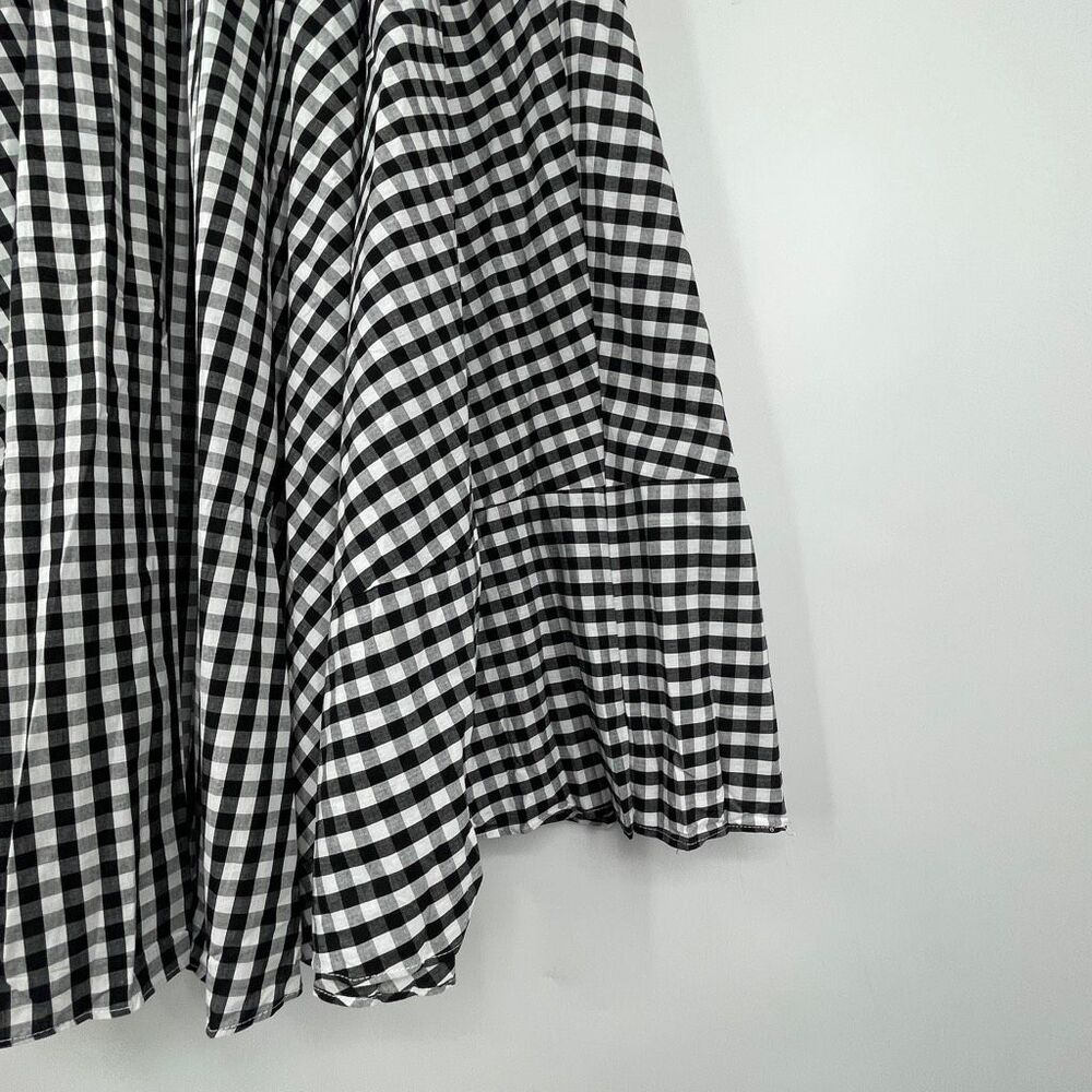 Anthropologie Sunday in Brooklyn Black White Gingham Check Flare Skirt Medium NW - Picture 2 of 6